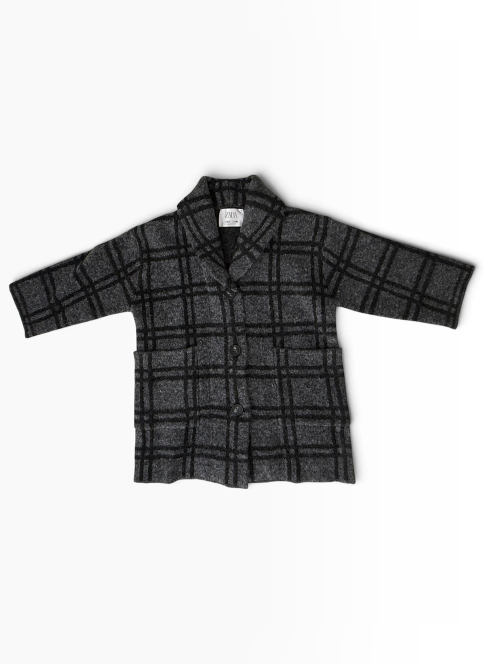 ZARA, Plaid Button-Front Kids Sweater Cardigan. Size 6-7. Used, good condition.
